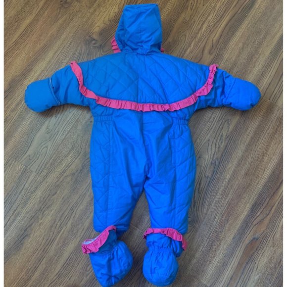 Toddler girls blue pink London Fog snowsuit and jacket 18 months hearts hooded - Picture 3 of 7